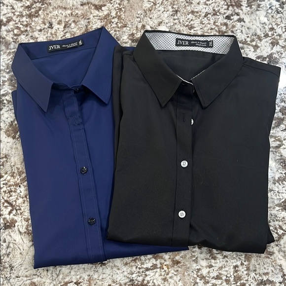 Lot of 2 Casual Button Down Performance Material Shirts Black and Blue, NWOT - Picture 8 of 8